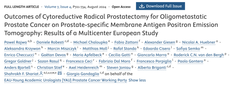 Outcomes of Cytoreductive Radical Prostatectomy for Oligometastatic Prostate Cancer - Advanced Prostate Cancer Center